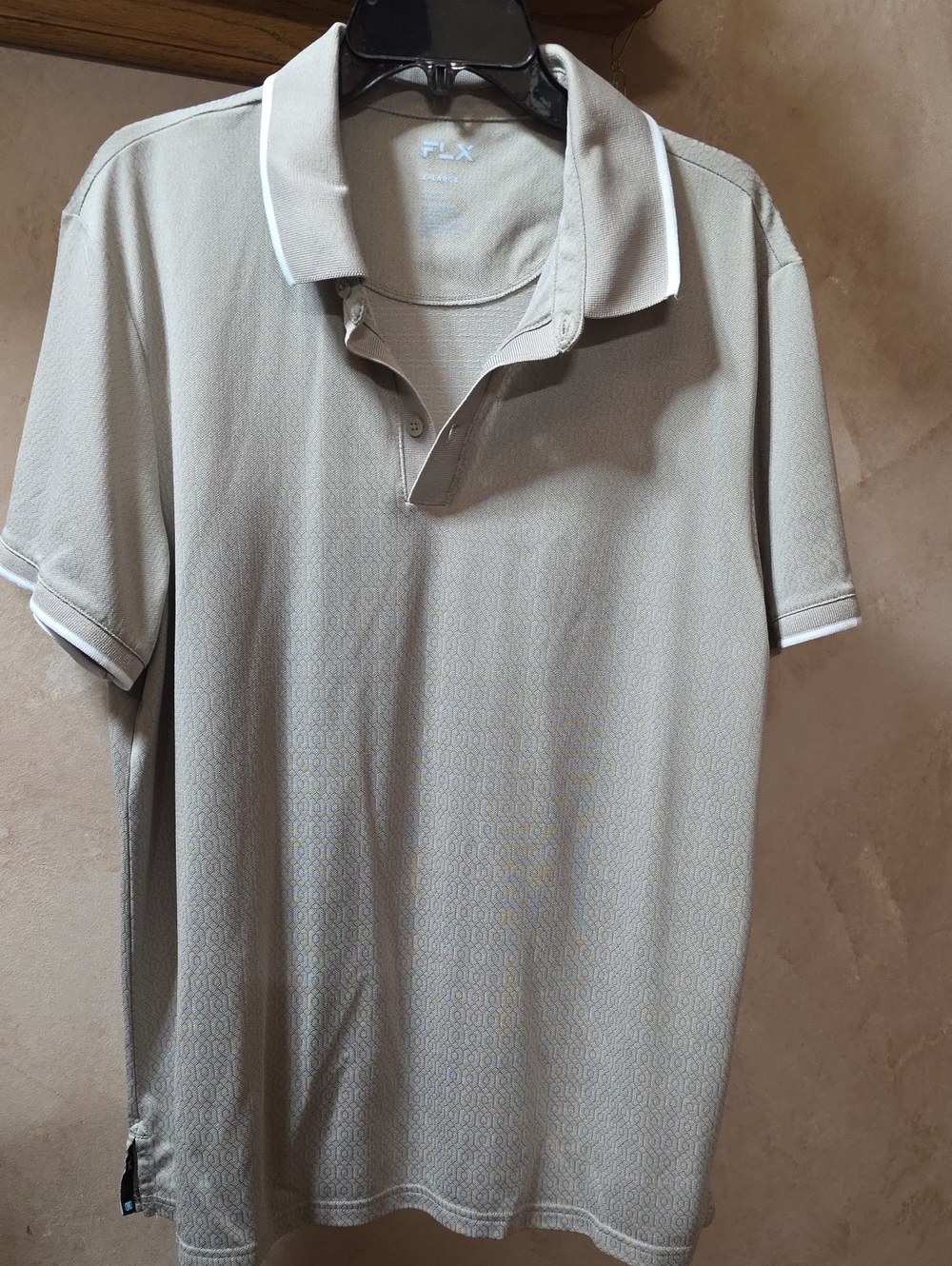 FLX Men’s Short Sleeve Polo Shirt in Light Taupe